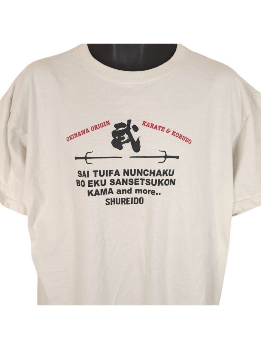 Okinawa Karate & Kobudo T Shirt Mens Size 2XL White Shureido Japanese
